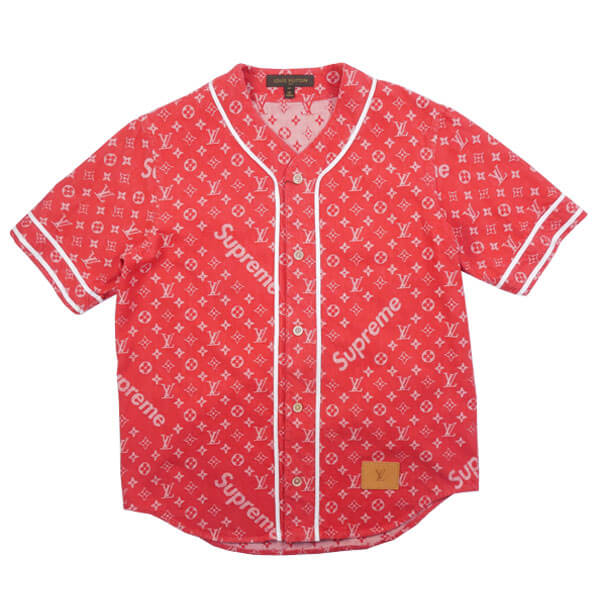 ルイヴィトン 17AW POP-UP STORE Minami Aoyama限定 Jacquard Denim Baseball Jersey ベースボールシャツ