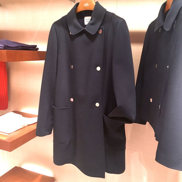 エルメスエルメス服コピー 2017 Manteau"DOUBLE BOUTONNAGE"LAINE STRECH/BLEU NOIR