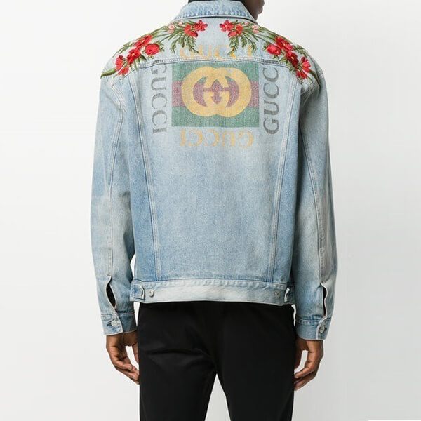 グッチ スーパーコピー EMBROIDERED STONE DENIM JACKET デニムジャケット 8031022