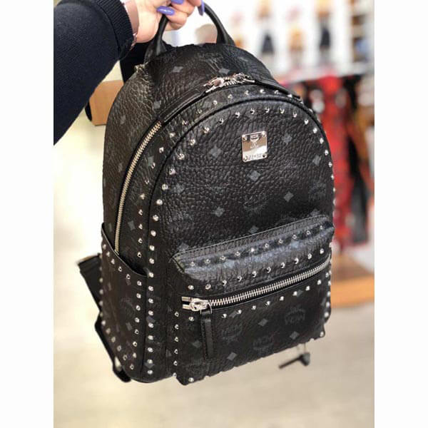 【エムシーエムリュック コピー】エムシー エム Small スタッズ Backpack Black 20011401