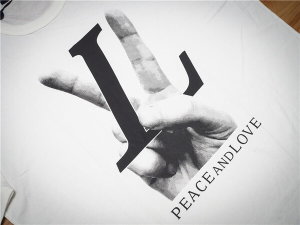 ルイヴィトンTシャツコピー　PEACE AND LOVE　コットンTシャツ ホワイト 20011505