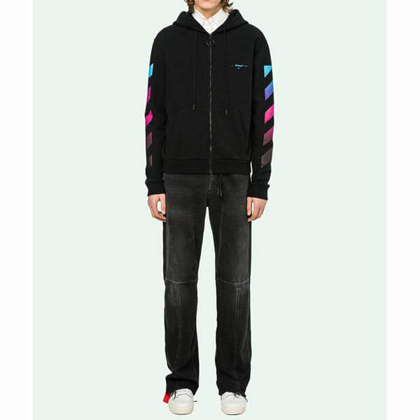 オフ ホワイト レプリカ パーカー 激安 OFF WHITE BLACK GRADIENT ZIPPED HOODIE 20040224