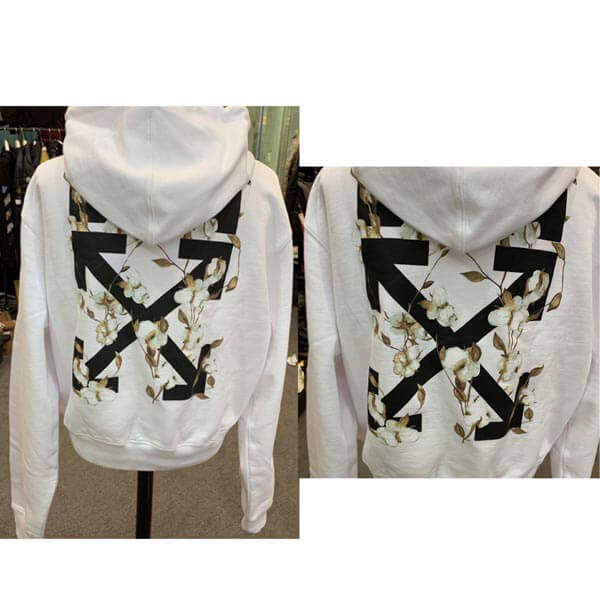 オフ ホワイト 偽物 パーカー 20SS/バッグロゴ/コットンフラ ワー/HOODIE/WHITE 20040229