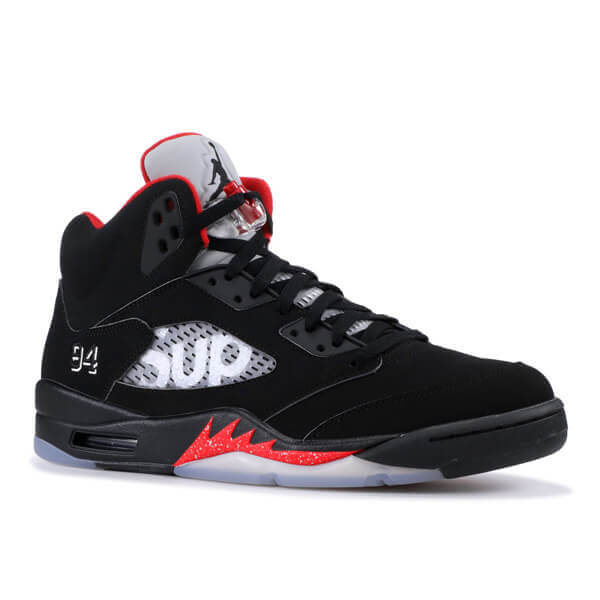 【送料込/即発】シュプリーム x ナイキ スニーカー コピー コラボ AIR JORDAN 5 RETRO Black 824371 001