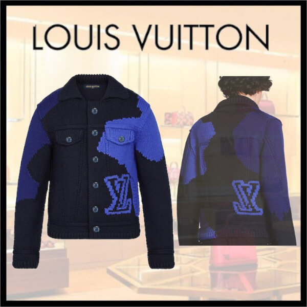 【２０AW 新作】ルイヴィトン VESTE BOUTONNEE LV INTARSIA ブルー 1A7XBC