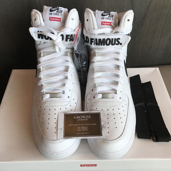 シュプリーム x ナイキ スニーカー コピー 激レア シュプリーム Air Force 1 High "World Famous White"698696 100