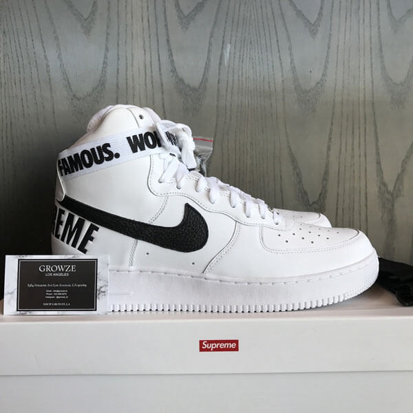 シュプリーム x ナイキ スニーカー コピー 激レア シュプリーム Air Force 1 High "World Famous White"698696 100