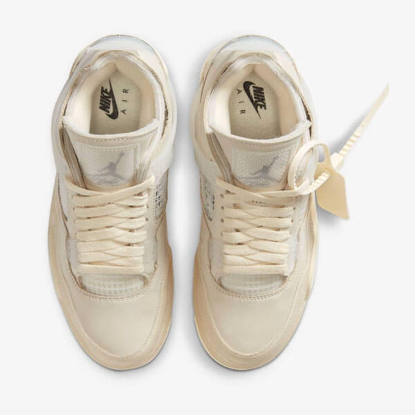 ナイキ オフ ホワイト スニーカー コピー ウィメンズ エアジョーダン ４ レトロ セイル コラボ  x Off-White Wmns Air Jordan 4 Retro Sail  CV9388-100