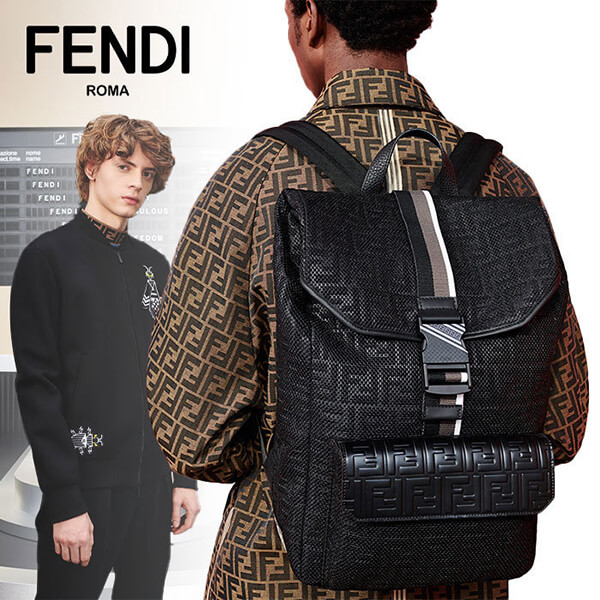 フェンディ偽物 BACKPACK ブラック メッシュ バックパック 7VZ045A6K7F0GXN