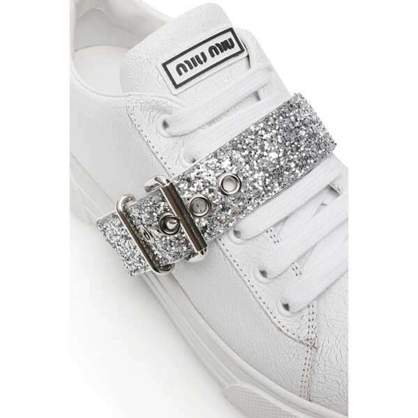 ミュウミュウ スニーカー コピー 厚底 sneaker with glitter strap201113BA18