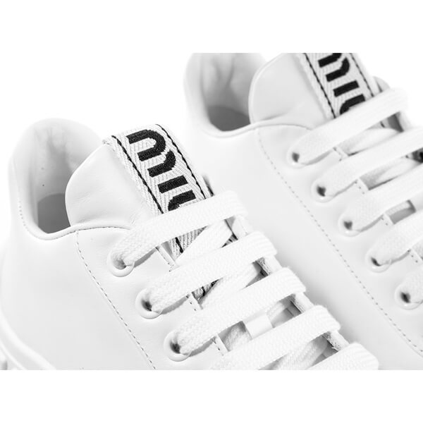 ミュウミュウ スニーカー コピー ウェッジ LEATHER WEDGE SNEAKERS レザーハイトップ CON LOGO201113BA127