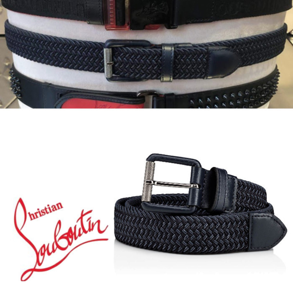 日本未入荷◆ルブタン ベルト スーパー コピー メンズベルト◆【Hugo Belt】◆ネイビー 3195162U522