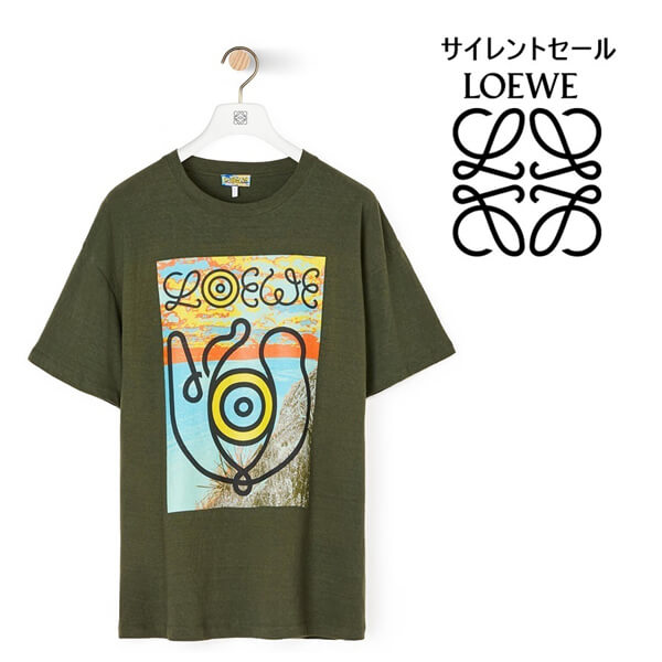 【サイレントセール】ロエベ Tシャツ コピー ロゴプリントクルーネック半袖TシャツH6109a00CR04