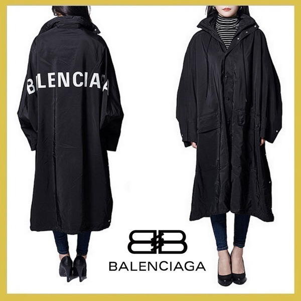 バレンシアガ★コピー オペラ・レインコート back logo opera rain coat black132TVE193