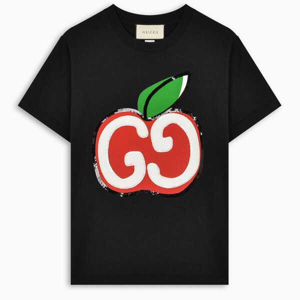 グッチ GGコピーアップル プリント TシャツF0028