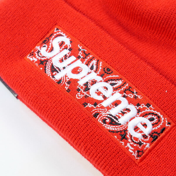 シュプリーム ニット 帽 偽物 Bandana Box Logo New Era Beanie (ステッカー付)20E11C8