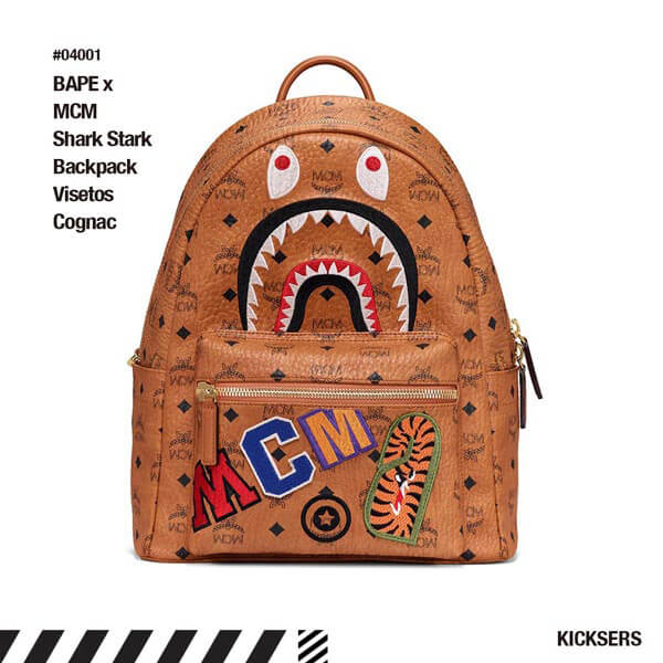 【エムシーエム x Bape】エムシー エムリュック 偽物 限定品☆Shark Stark バックパック24CO1