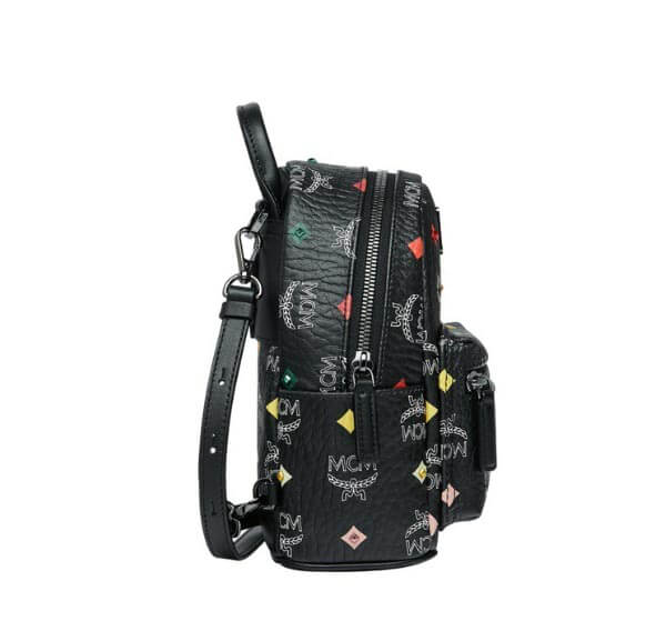 【エムシーエムリュック コピー】ロゴ入り 人気！MINI STARK BACKPACK 黒 MMK9SVE36BA