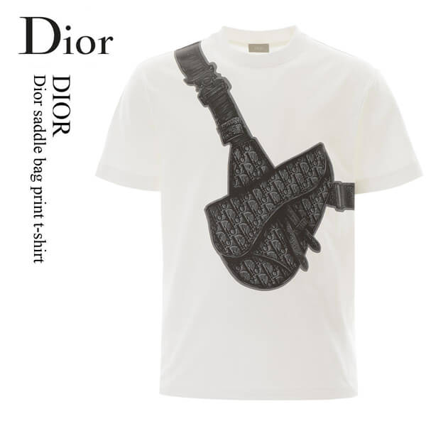 ディオール 半袖Tシャツ コピー ディオール saddle bag print t-shirt 943J605N0554088