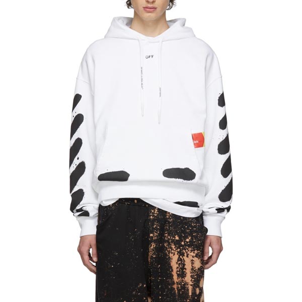 ホワイト オフ ホワイトコピー レプリカ パーカー OFF WHITE★19AW★Incomplete Spray paintフーディ9MBA025R3