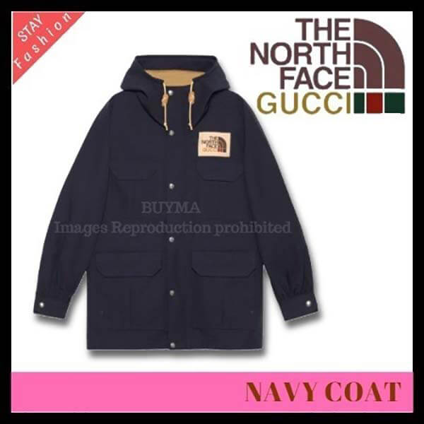 歴史的コラボ入手困難!グッチ×ノースフェイス NAVY COAT