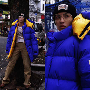 歴史的コラボ入手困難!グッチ×ノースフェイス BLUE DOWN JACKET