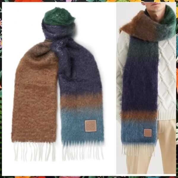 ロエベ☆ スーパーコピー Mohair-Blend Scarf　モヘアストライプスカーフ 21030101