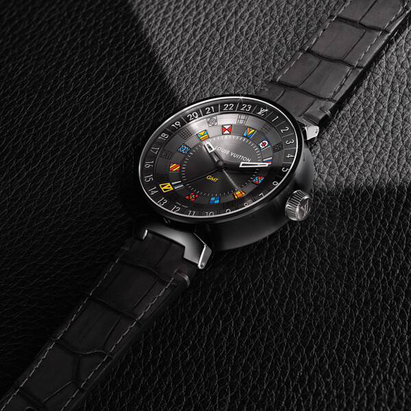 ルイヴィトン時計 スーパーコピー TAMBOUR MOON DUAL TIME GRAPHITE 44  QA097Z