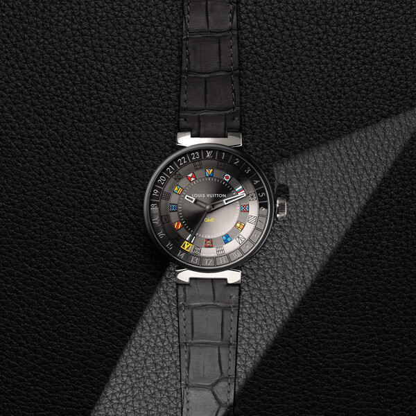 ルイヴィトン時計 スーパーコピー TAMBOUR MOON DUAL TIME GRAPHITE 44  QA097Z