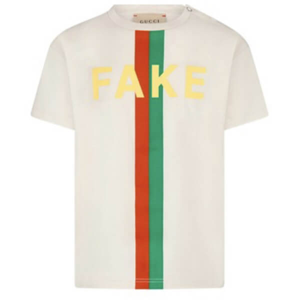 グッチ FAKE NOT コピー グッチ Tシャツ 2021SS グッチ Baby ☆ NOT FAKEロゴTシャツ WH 21031002