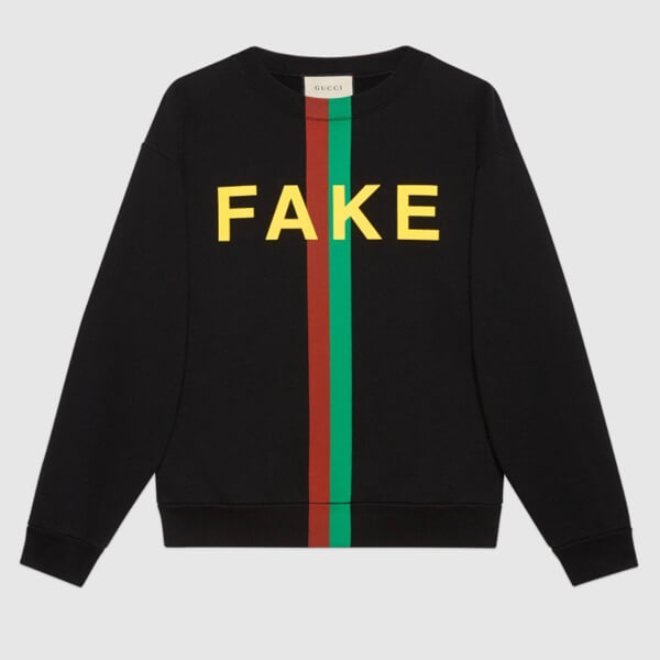 グッチ スウェットシャツ コピー 21AW◇グッチ "FAKE/NOT" プリント 635847 XJCXY 1082