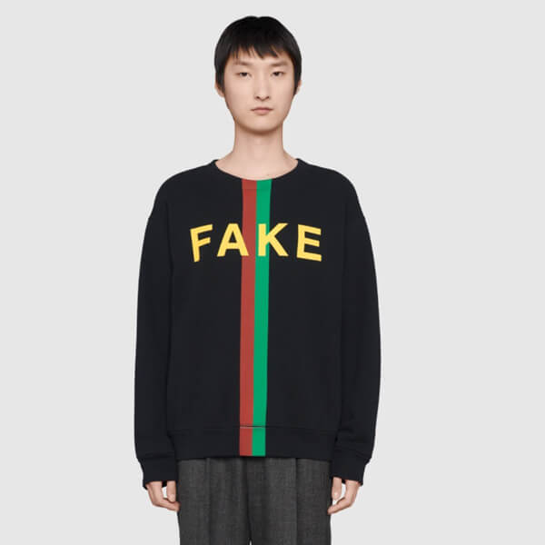 グッチ スウェットシャツ コピー 21AW◇グッチ "FAKE/NOT" プリント 635847 XJCXY 1082