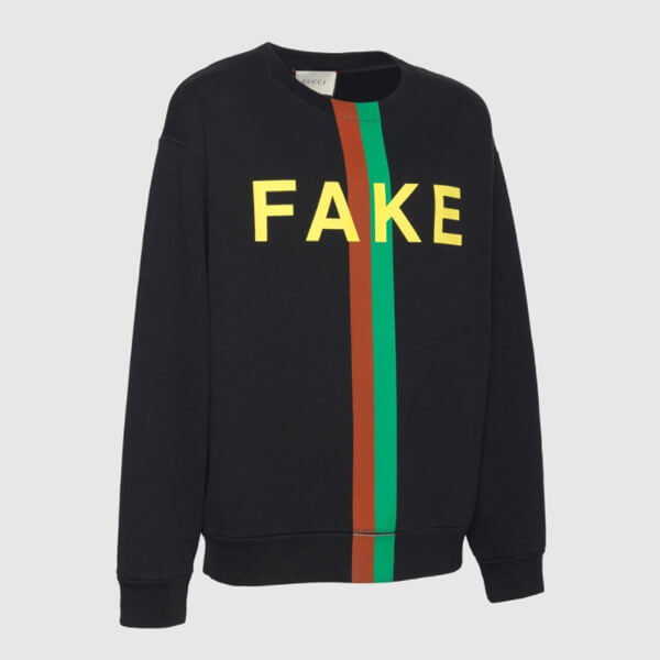 グッチ スウェットシャツ コピー 21AW◇グッチ "FAKE/NOT" プリント 635847 XJCXY 1082