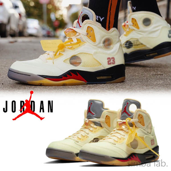 ナイキ × Off-White / Air Jordan5 Sail 偽物エアジョーダン5 セイル 21031506