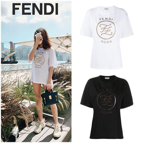 フェンディ - FF KARLIGRAPHY T-SHIRT /FF ロゴプリントTシャツ偽物 FAF073 AA4G F0GMF