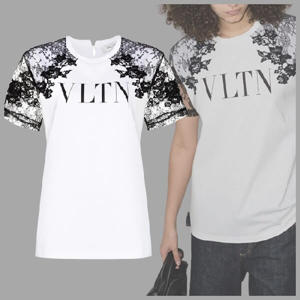 ヴァレンティノ *ヴァレンティノ* VLTN ロゴ レーススリーブ Ｔシャツスーパーコピー VB3MG11Y69UA01