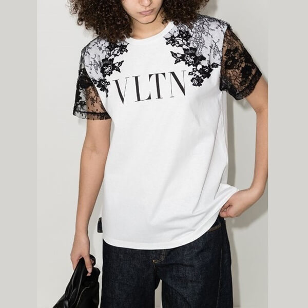 ヴァレンティノ *ヴァレンティノ* VLTN ロゴ レーススリーブ Ｔシャツスーパーコピー VB3MG11Y69UA01