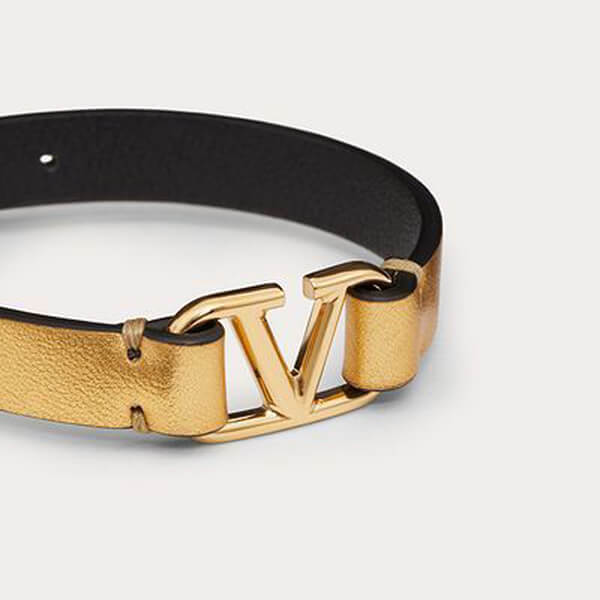 ヴァレンティノ スーパーコピー VLOGO SIGNATURE BRACELET IN METALLIC NAPPA 21040719