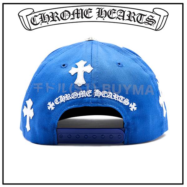 2021人気新作クロムハーツ 偽物 BLUE BASEBALL CAP WHITE CROSS PATCH キャップ 21042642