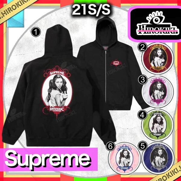 21SS【シュプリーム フーディ コピー】HYSTERIC GLAMOUR Zip Up Hooded Sweatshirt 21060958