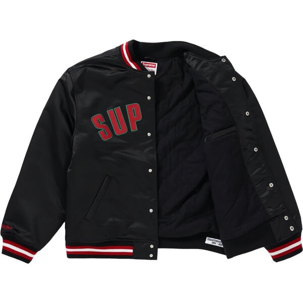 シュプリーム X Mitchell & Ness Satin Varsity Jacket 偽物 SS 21 WEEK 8 21060959