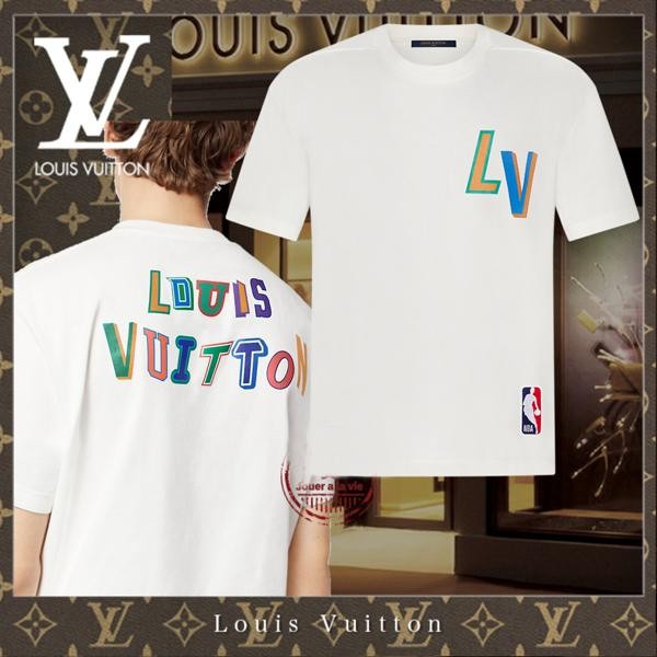 21FW★ルイヴィトン Tシャツ コピー★ルイヴィトン NBA フロントアンドバックレタープリントTシャツ 1A8X8R