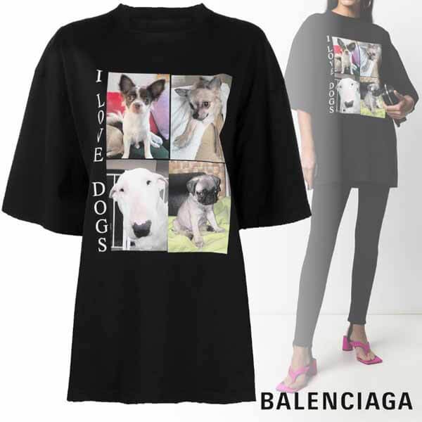 21新作 バレンシアガ I Love Dogs プリント Tシャツ 偽物 21072003