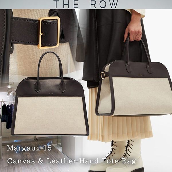 【THE ROW 偽物 トートバッグ】Margaux 15 キャンバス&レザー ハンド21091705