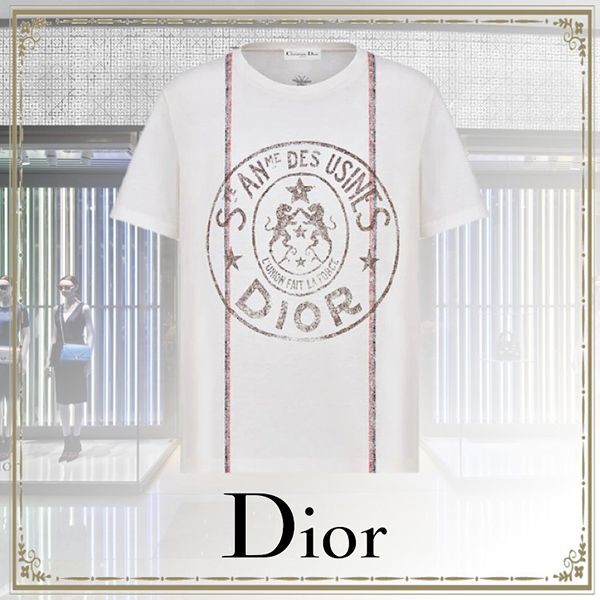 ★オシャレ★ディオール コットンジャージー & リネン Tシャツ偽物 243T09A4426X0200