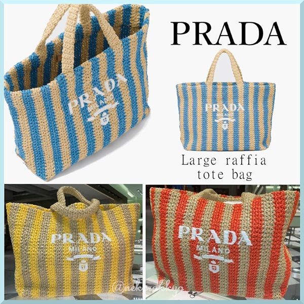 プラダ＊Large raffia tote bag ラフィアトート バッグ 偽物1BG392_2A2T_F0O8A_V_OOR