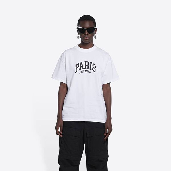 ◆バレンシアガ◆CITIES PARIS ロゴ ウィメンズ コットンTシャツ コピー612965TLVL71070