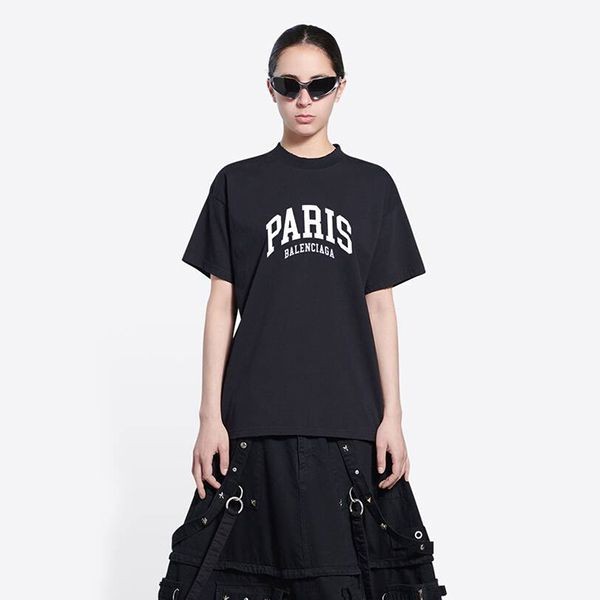 ◆バレンシアガ◆CITIES PARIS ロゴ ウィメンズ コットンTシャツ コピー612965TLVL71070