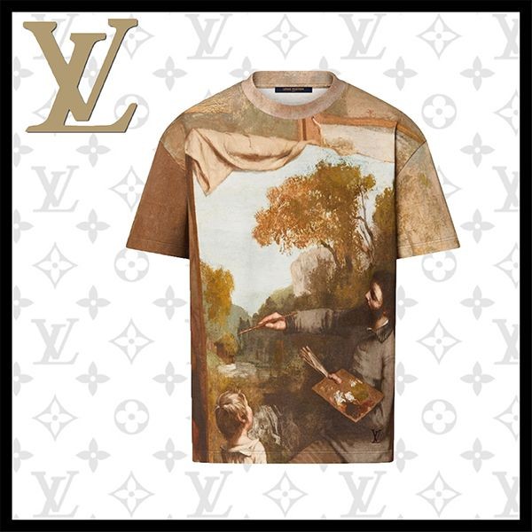 超入手困難ルイヴィトン Tシャツ 偽物 プリントCOURBET 1AAGOL