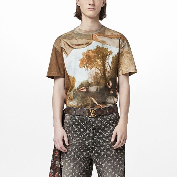 超入手困難ルイヴィトン Tシャツ 偽物 プリントCOURBET 1AAGOL